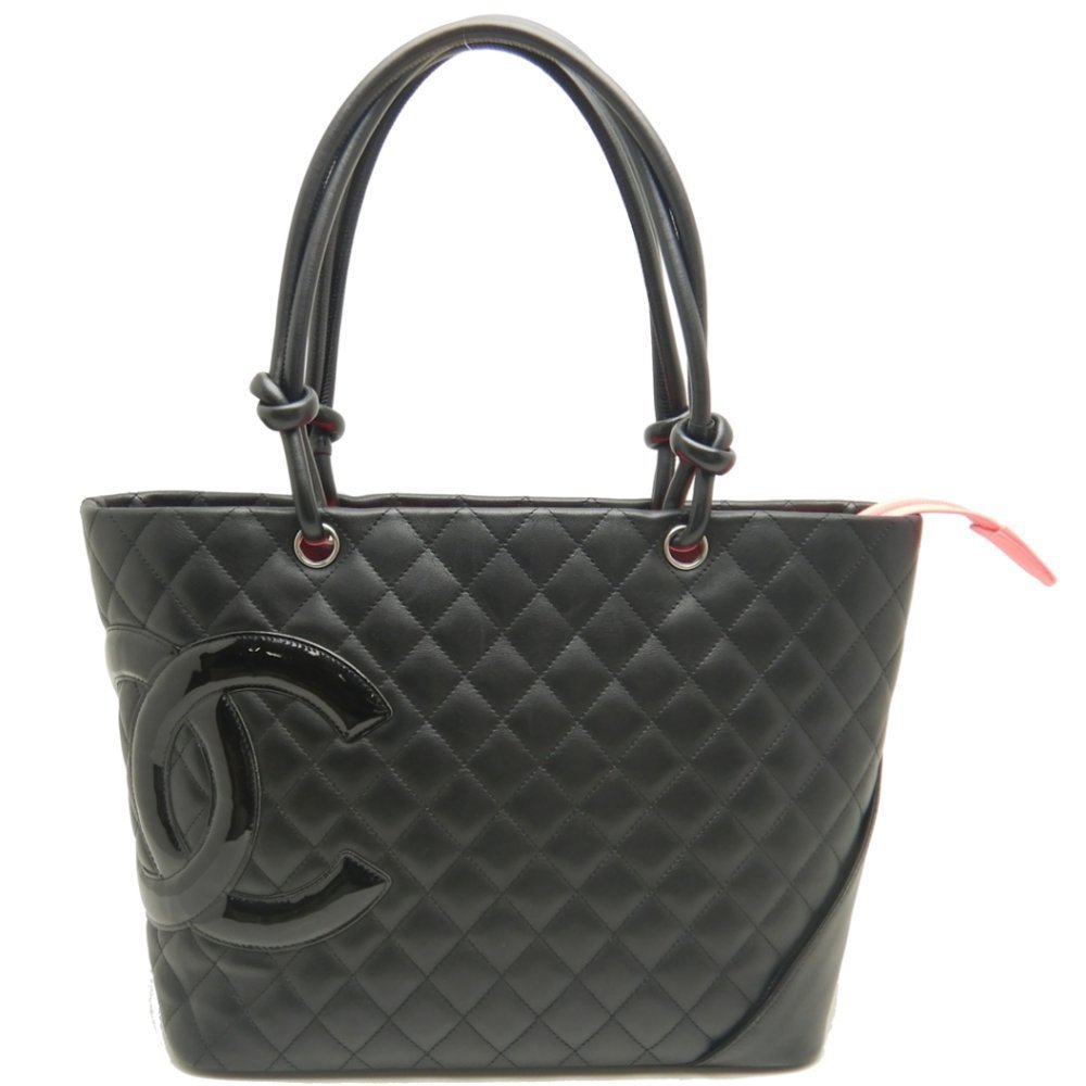 Chanel Cambon Line Tote Leather Enamel Black